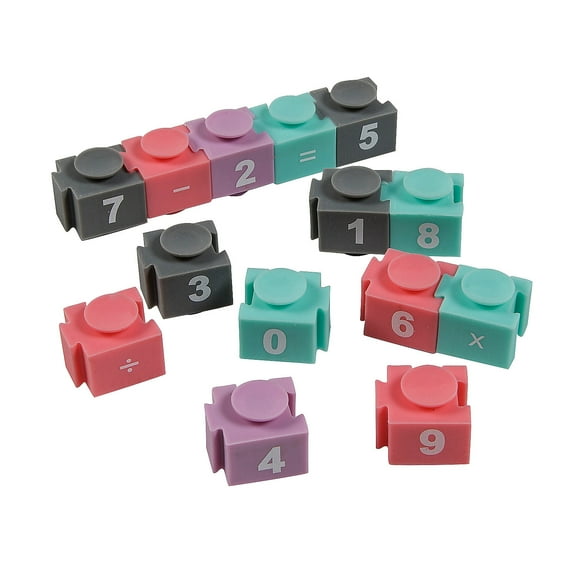 Fun Express 3/4" Mini Suction Cup Multicolor Plastic Number Math Blocks - 30 Pc.