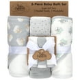thumbnail image 2 of Baby Essentials 6 Piece Hooded Bath Towel Washcloth Set for Infant, Newborns, Toddlers 3 – 24 Months for Bath Time, Showers, Lounge, Beach, Pool in Teddy Bears, 2 of 6
