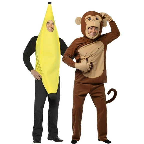 Rasta Imposta Banana and Monkey Couple Halloween Costume, Unisex, Yellow & Brown, Adult One Size