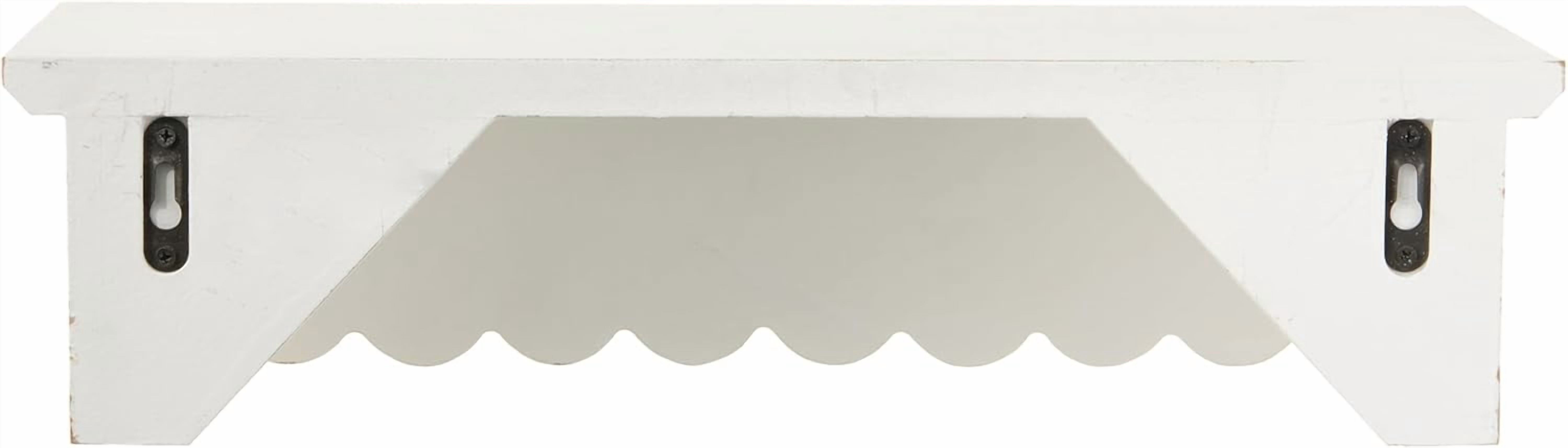 SOFE Rustic Wood Shelves for Wall White - Shelf for Bedroom Bathroom Kitchen Small - Wall Bookshelf Storage Organizer - Plant Collectibles Display Shelving Wall Mounted- Scalloped Shelves