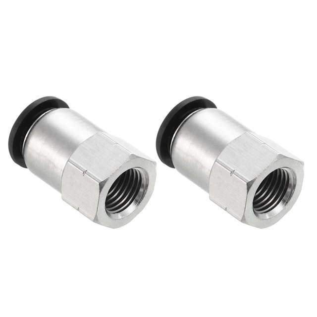 Unique Bargains 2 Pcs 1/2 Inch OD Tube to 1/4 Inch NPT Female Thread Push to Connect Fittings