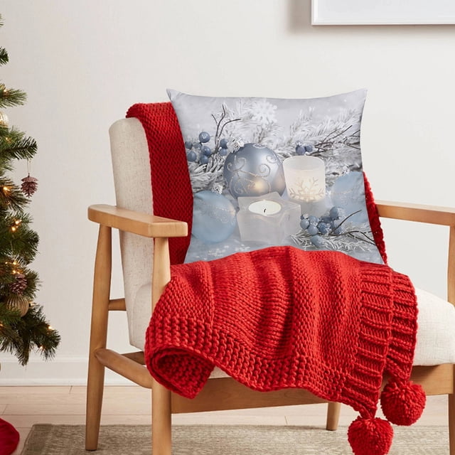 Funda de almohada navideña de terciopelo de piel de melocotón 17,71 x 17,71 pulgadas Fiudx