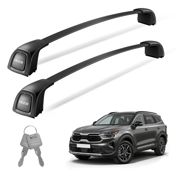 VEVOR Roof Rack Cross Bars, Fits Kia Telluride 2019-2024 with Flush Roof Rails Kia Telluride EX/S/SX/SX-Prestige, 165 LBS Capacity, Lockable Heavy Duty Aluminum Roof Rail Rooftop Luggage Canoe