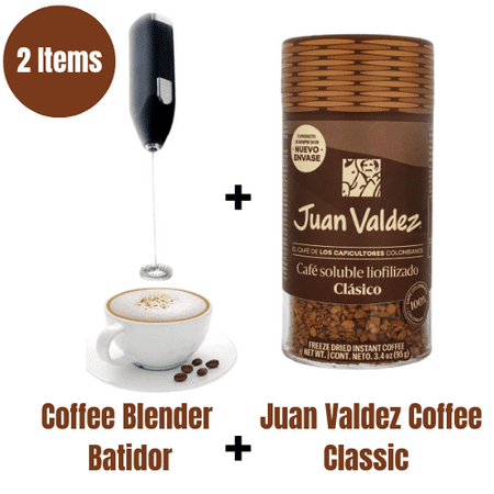 Juan Valdez Coffee and Coffee Blender Freezed Dried Classic, (95gr/3.3 Oz) Cafe Juan Valdez soluble liofilizado clasico Cafe Colombiano Colombian coffee