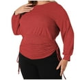 thumbnail image 1 of asdoklhq Plus Size Long Blouses,Women's Casual Irregular Waist Pleated Sweatshirt Solid Color Plus Size Top, 1 of 7