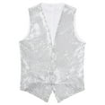 thumbnail image 3 of Kaerm Men's Shiny Sequined Vest Sleeveless V-neck Waistcoat Open Front Jacket Coat Vest Tops White 170/XL, 3 of 7