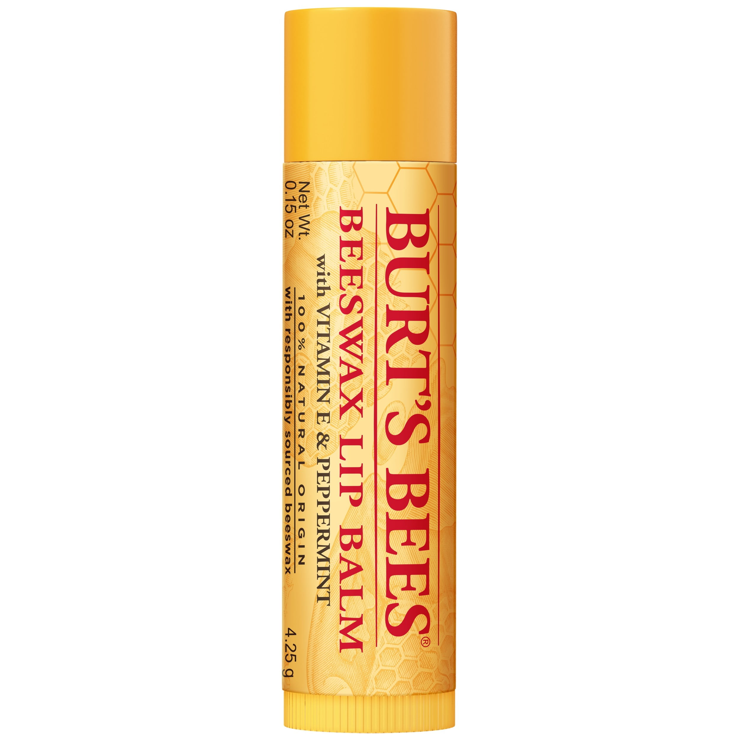 Burt's Bees 100% Natural Moisturizing Lip Balm with Beeswax, Vitamin E & Peppermint Oil, 1 Tube