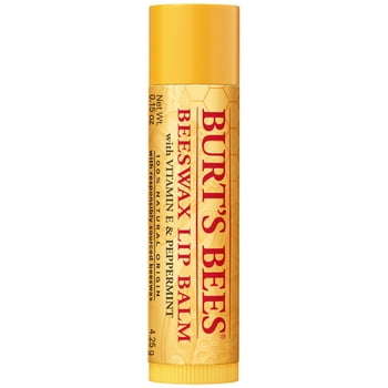 Burt's Bees 100% Natural Moisturizing Lip Balm with Beeswax,  E & Peppermint Oil, 1 Tube