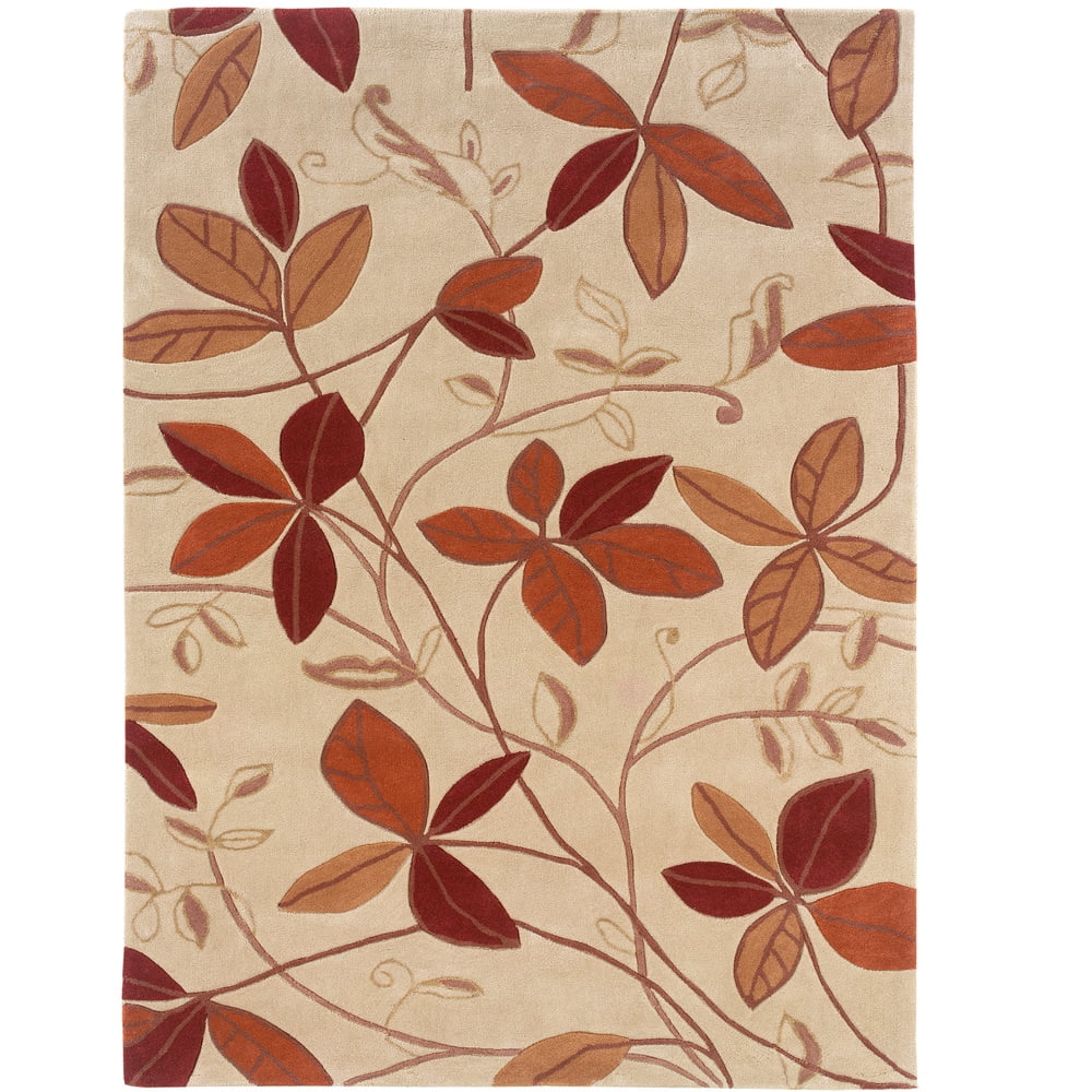 Linon Trio 8' x 10' Transitional Hand Tufted Rug in Garnet and Orange