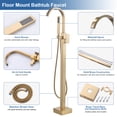 thumbnail image 4 of Wowow Waterfall Single-Handle Freestanding Tub Faucet with Handshower, Floor Mounted Tub Filler Faucet in Brushed Gold, 4 of 7
