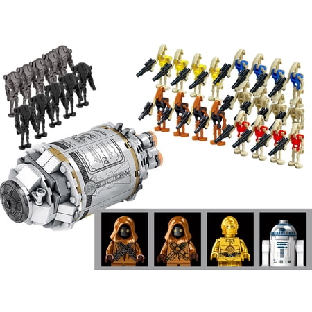 45Pcs Space Wars 1.8Inchs Mini Action Figures Minifigures Battle Droids Platoon Attack Troop Carrier Building Kits, Clone Troop Carrier with Single Trooper Aerial Platform Building Toys