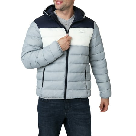 Chaps Men's Lightweight McKinley Color Block Hooded Puffer Jacket -Sizes XS up to 4XB