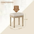 thumbnail image 4 of Upholstered Fabric Vanity Bench Seat, Makeup Stools for Vanity, Square Tufted Ottoman Bench with Carved Wood Color Legs for Bedroom Living Room, Linen Color, 4 of 12