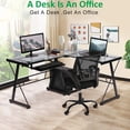 thumbnail image 5 of L Shaped Computer Desk with Keyboard Tray L-Shaped Home Office Desk Corner Desk with Scratch-Resistant Glass Top Table for Home Office Study, Clear, 5 of 7