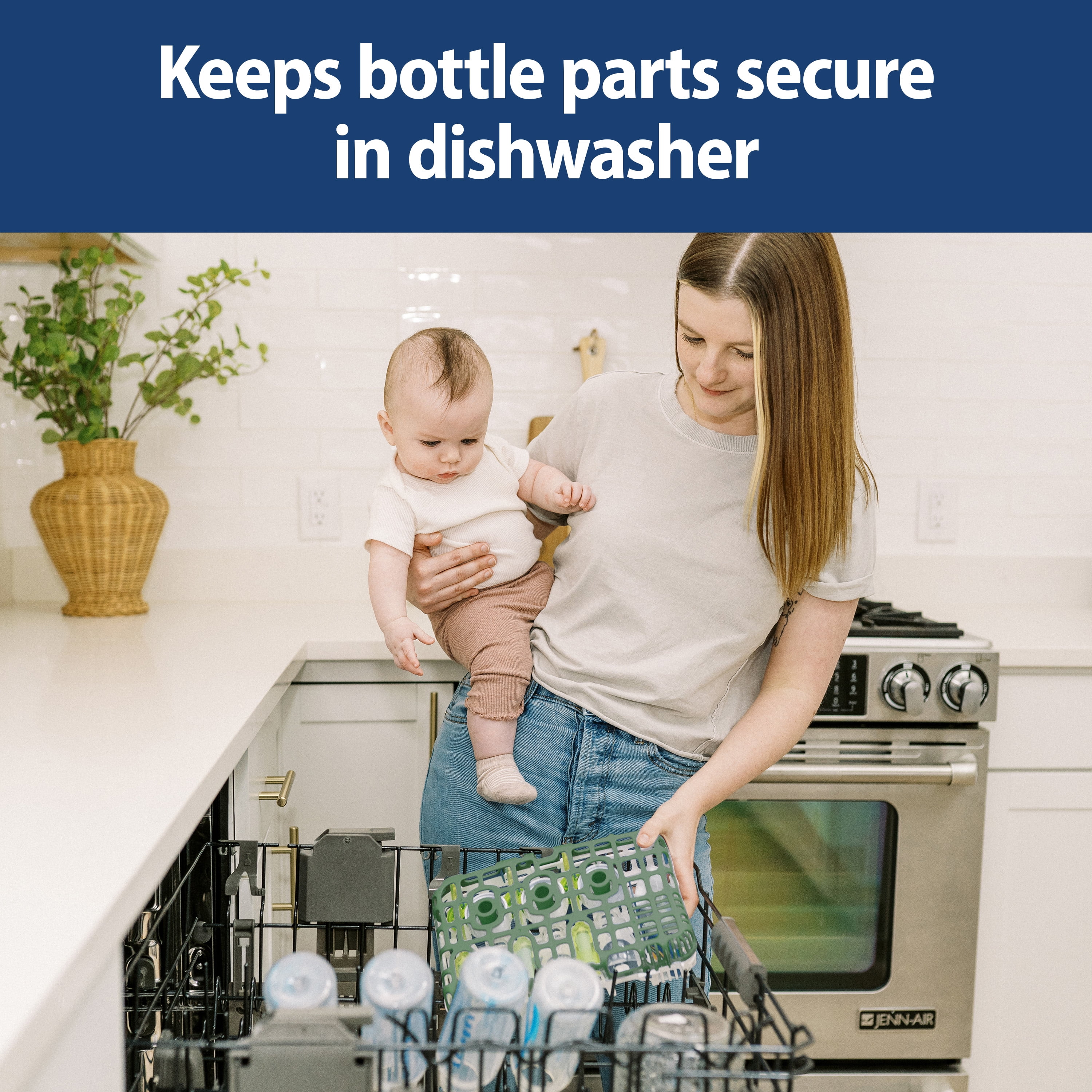 Dr. Brown's Dishwasher Basket for Small Baby Bottle Parts, Pacifiers, Accessories, Green, 1-Pack