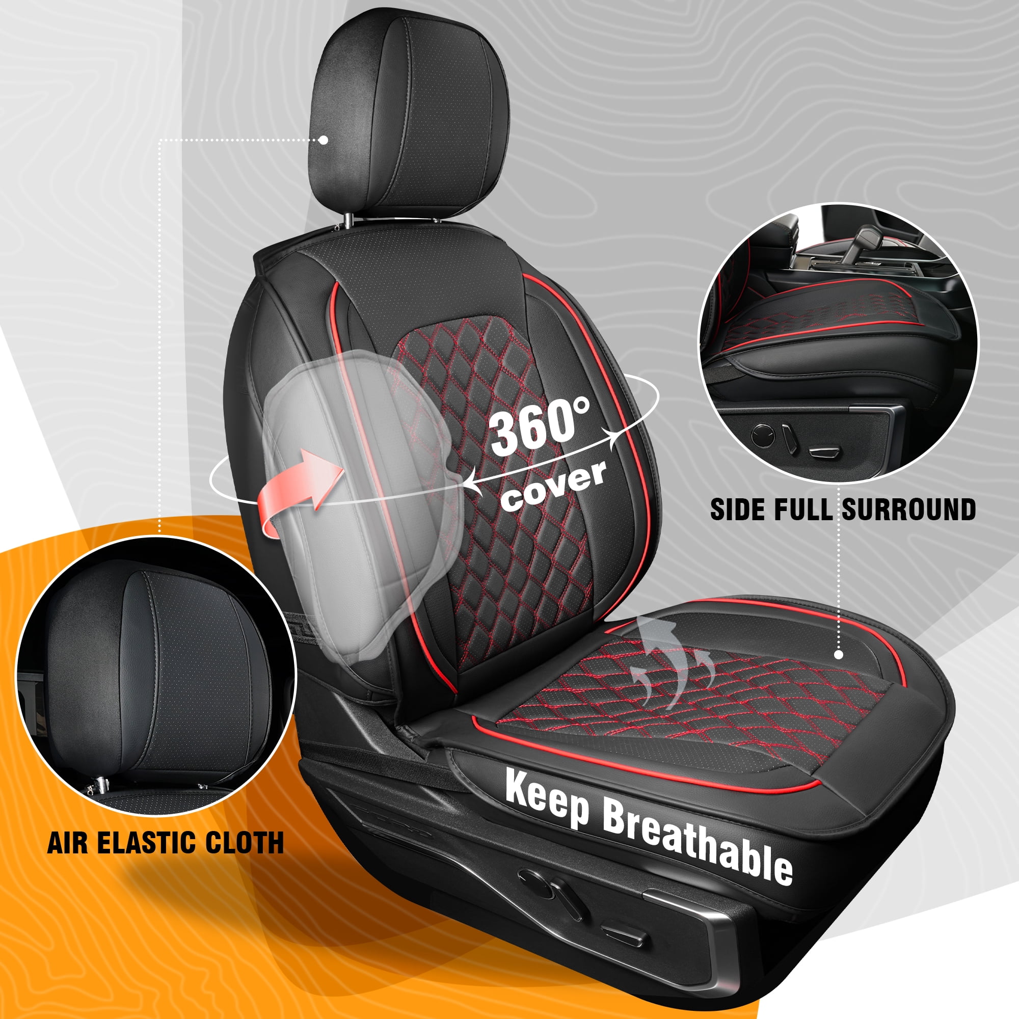 LINGVIDO F-150 Waterproof Faux Leather Automotive Seat Covers Fit for Ford 2009-2026 F150 F250 F350 F450 Super Duty Crew Cab XL XLT Lariat King Ranch Platinum