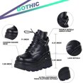 thumbnail image 5 of Women's Chunky Platform Combat Booties | High Wedge Heel, Side Zipper & Lace-Up Ankle, 5 of 7