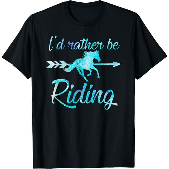 Horse Rider Shirt Girls I'D RATHER BE RIDING Horses Kid Gift T-Shirt