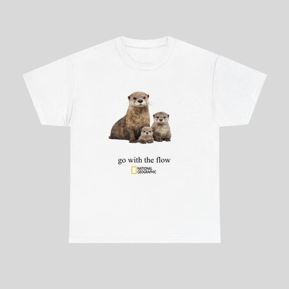 National Geographic Cream Otter T-Shirt, Cute Otter Shirt for Animal Lovers, National Geographic Style Graphic Tee