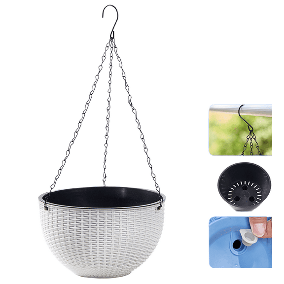 2pc Thick Hanging Flower Pots for Indoor Plants in Green Color and Resin Material