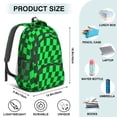 thumbnail image 5 of Green and Black Wavy Checkered Backpack for School, Cute School Bag with Adjustable Shoulder Straps and Padded Back, 16.9"x12.6"x5.9", 5 of 5
