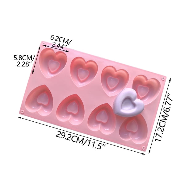 Pisexur Batería de cocina Moldes de silicona hechos a mano con forma de corazón de 8 cavidades para chocolate y cubitos de hielo de San Valentín, ideales para crear d para la cocina del hogar