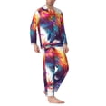 thumbnail image 2 of Naloa Watercolor Butterfly Guinea Pig Men’s Pajamas Set - Long Sleeve Button Down Sleep Shirt and Pajama Bottoms Sleepwear Set-Large, 2 of 7