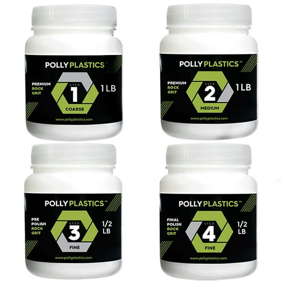 Rock Tumbler Refill Grit Media Kit (3lbs) by Polly Plastics | 4-Steps for Tumbling Stones