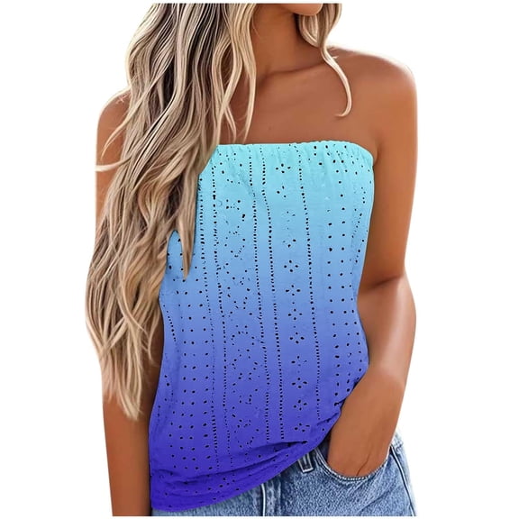 Bovemsi Camisole Tops for Women Women's Tube Crop Top Sleeveless Backless Summer Shoulderless Tank Elegant Plain Strapless Hollow Vests Basic Tanks