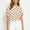 Khaki women polka dot t shirt a1, variant on SSZMDLB Women Polka Dot T-Shirts Short Sleeve Round Neck Ruched Casual Slim Fit Summer Tops Fashion Tee Shirt Travel Outfits Workout Clothes, Brown S