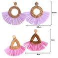 thumbnail image 2 of 2 pares de pendientes de ratán, pendientes bohemios trenzados con borlas geométricas ligeras, pendientes trenzados de hierba hechos a mano para mujer, 2 of 5