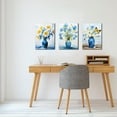 thumbnail image 5 of 3 Piece Bedroom Flower Canvas Wall Art, Vintage Oil Painting Gallery Wall Decor Print White and Blue Daisy in Pretty Vase Picture for Kitchen or Living Room，11.8"x15.8", 5 of 6