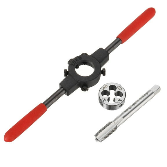 Uxcell 5/16-32 UNEF Tap and Die Set 0.98" Die Stock Wrench with Plastic Handle 3 Pack