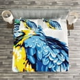 thumbnail image 3 of Ambesonne Animal Quilted Bedspread Set 3 Pcs, Exotic Parrot Painting, King Size, Pale Blue Navy Blue, 3 of 3