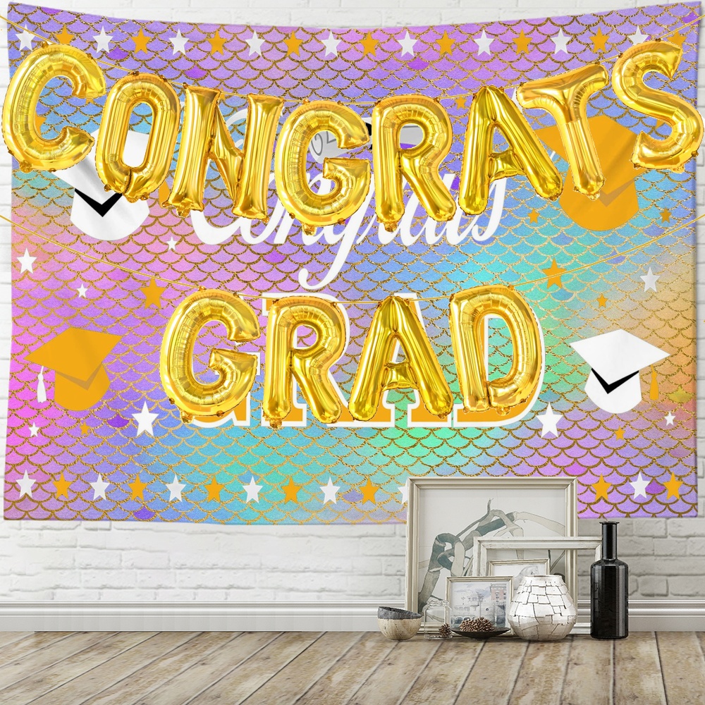 Gold Backdrop With Grad Balloons Backdrop Backdrop Wedding Backdrop 