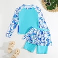 thumbnail image 4 of Girls Rash Guard Sets Fashion Floral Print 2 Piece girls Swimsuits Long Sleeve Swimwear Bathing Suit Protection for Swimming Poor swimsuits for girls 2026 easter swimwear gifts (Sky Blue,9-10 Years), 4 of 4