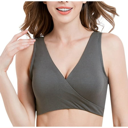 Gnurob Maternity Bras for Women Sleeping/Sleep Bralettes Wireless Nursing Bra Pregnancy Coton Bralette Comfortable Seamless Brassiere Plus Size Underwear Clearance Saving Dark Gray Medium