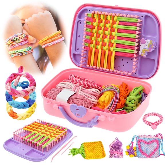 Friendship Bracelet Making Kit for Girls Age 8-12，Bracelet Cup Mat and Bag Weaving Making Set，DIY Arts and Crafts Toys ， Best Christmas Birthday Gifts Ideas for Girls 7 8 9 10 11 Years Old