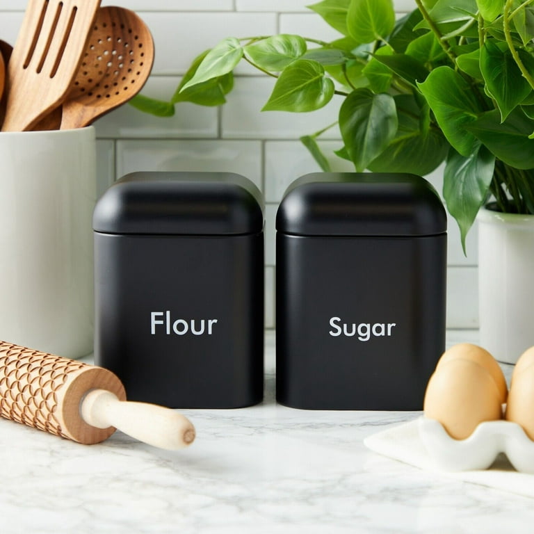 2-Piece Stainless Steel Sugar and Flour Storage Container Jar with