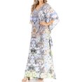 thumbnail image 3 of Sakkas Anahi Flowy Design V Neck Long Caftan Dress / Cover Up With Rhinestone - ORW234-White - One Size, 3 of 5