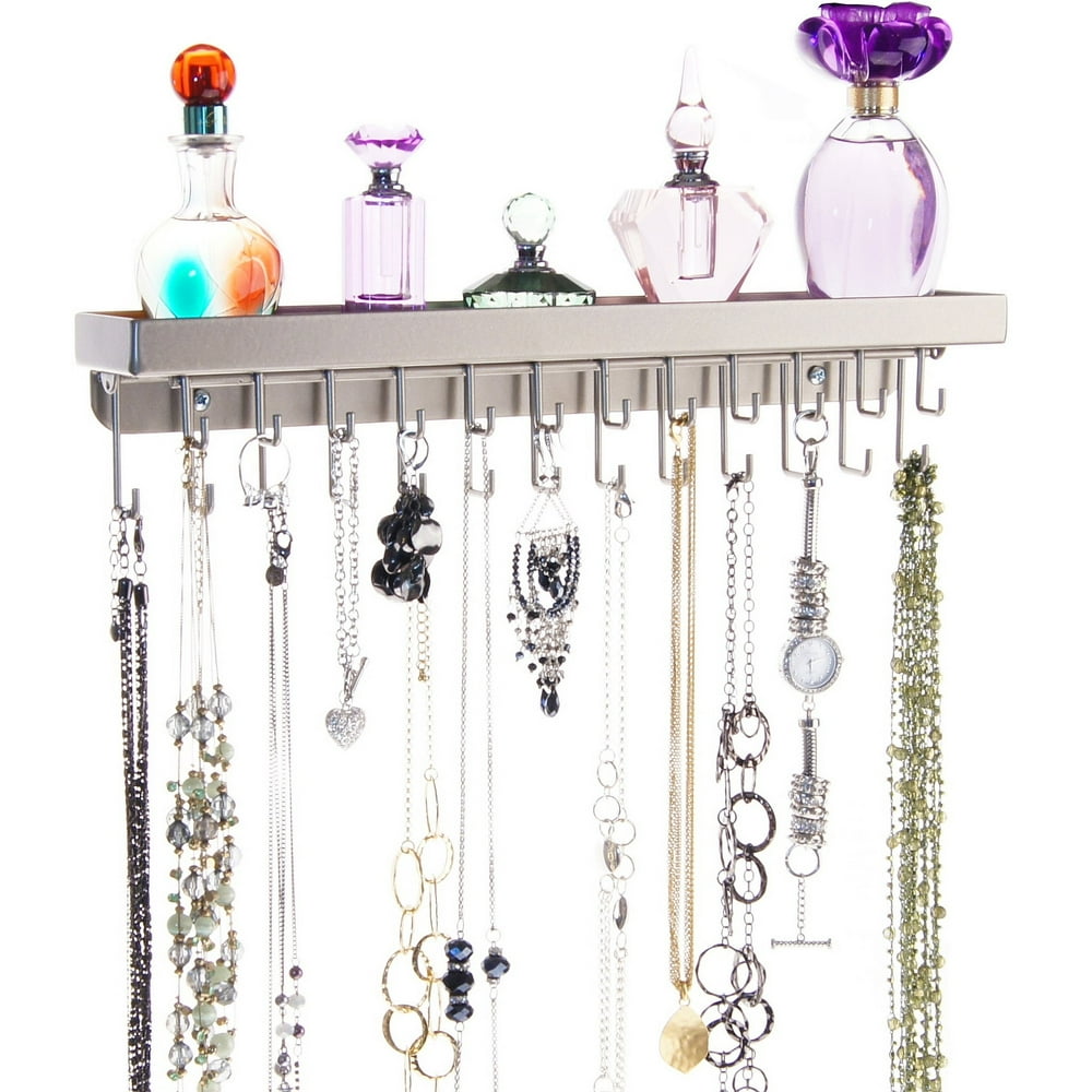 Angelynn's Necklace Holder Organizer Rack Wall Mount Hanging Long Metal Jewelry Storage Rack
