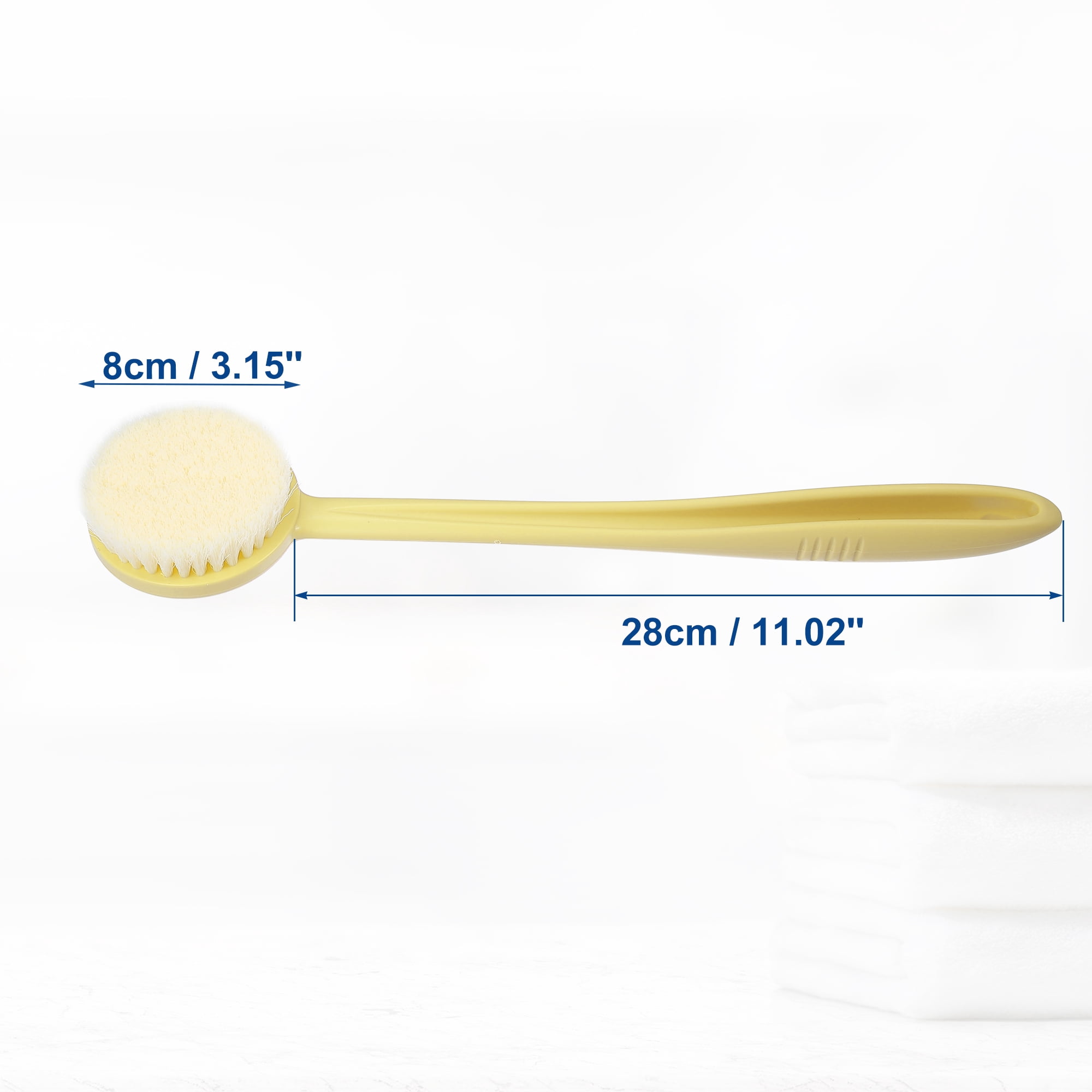 Unique Bargains Body Bath Brush Back Scrubber with Long Handle Beige
