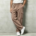 thumbnail image 5 of MXALUOB Men's Corduroy Pants Cargo Textured Drawstring Trousers with Flap Pockets Ribbed Wide Leg Elastic Waist Casual Pant for Winter, 5 of 6