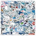 thumbnail image 1 of Calcomanía de vinilo con dibujos animados de tiburones y animales del océano, 100 unidades, 1 of 2