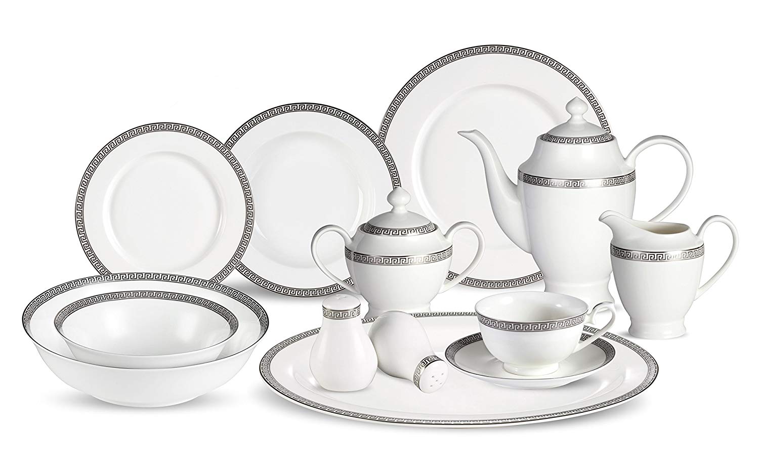 Lorren Home Trends 57 Piece Dinnerware SetBone China Service for 8