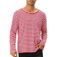 thumbnail image 1 of Camiseta de rayas INSPIRE CHIC para hombres, cuello redondo, de manga larga, básica M Rojo Blanco, 1 of 6