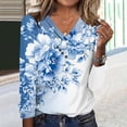 thumbnail image 7 of EchfiProm Relaxed Fit Tops for Women V-Neck Fall Long Sleeve Floral Ladies T-Shirt Light blue, 7 of 7