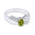 thumbnail image 2 of Oval Shape Natural Diamond And Simulated Peridot In 14K White Gold Over 925 Sterling Silver Ring Size 13, 2 of 4