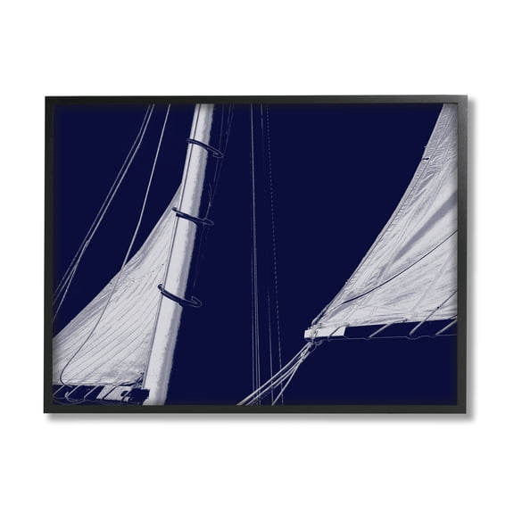Stupell Marine Mast Sails Watercraft Boat Landscape Photography Black Framed Art Print Wall Art