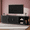 Black, variant on Farmhouse TV Stand, Sliding Tambour Door Media Console for TVs up to 75", Fluted Wooden Cabinet with Adjustable Shelves, Golden Handle, Cable Management, Walnut